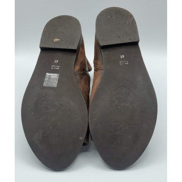 Free People Open Toe Boot Sandal Brown Distressed Leather Back Zip Size 10 - Picture 10 of 10
